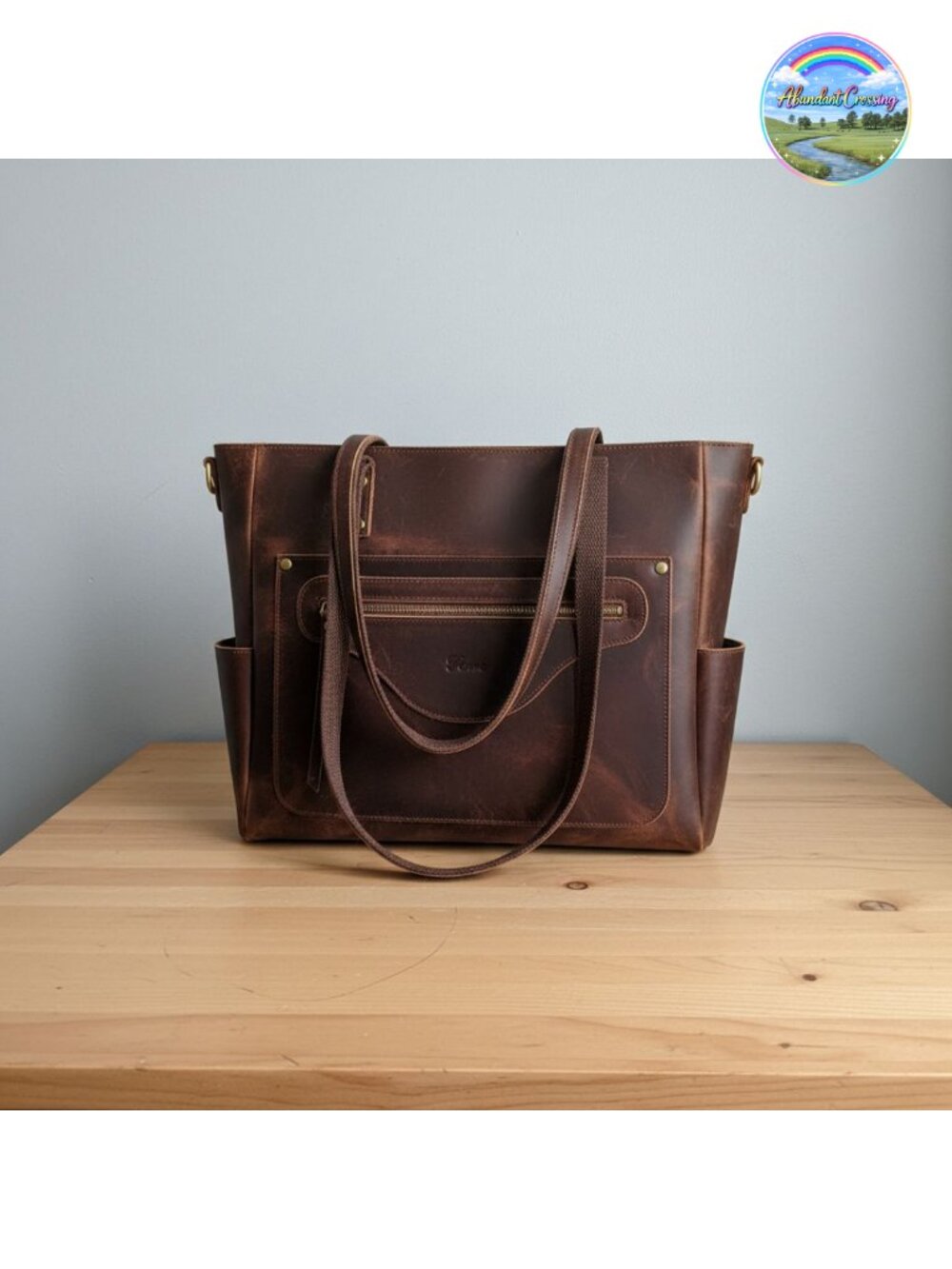 Large Leather Tote Bag for Women Fits 15.6" Laptop Multi-Pocket Shoulder Purse